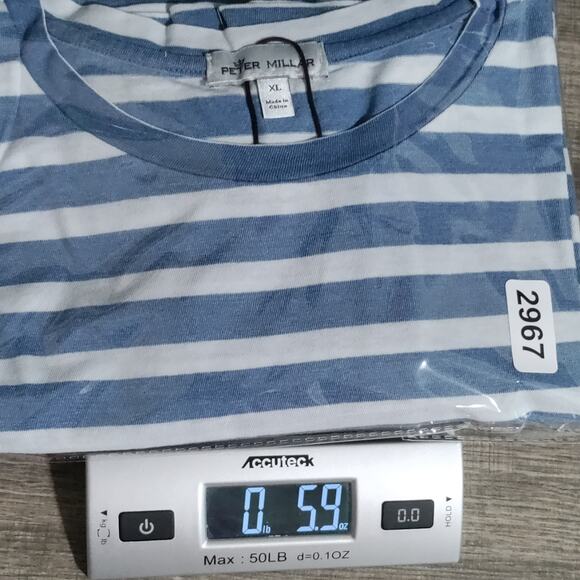 Peter Millar‎ Crown Sport Shirt Mens XL Performance Tee Striped Indigo Blue NWOT - Picture 13 of 13